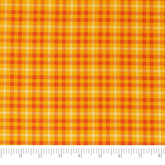 SINGER Orange Tonal Plaid Print Cotton Fabric